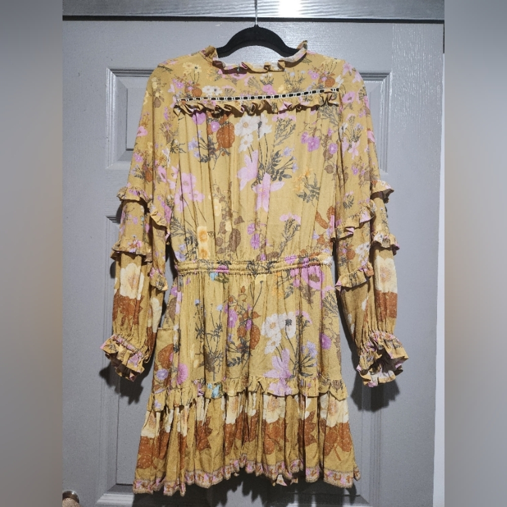 Spell and the Gypsy Yellow Ruffled Tiered Sundress Size Medium - Picture 3 of 16